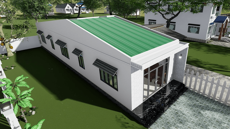 nhà cấp 4 đẹp 5x20 mái tôn